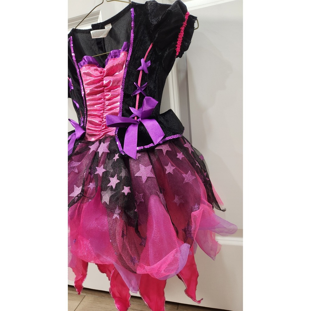 Girls Witch Fairy Princess Costume Dress Black Pink Tulle Small 4-6 Halloween - Picture 2 of 7